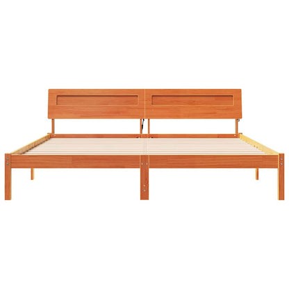 vidaXL Bed Frame with Headboard Brown 200 x 200 cm Solid Pine Wood