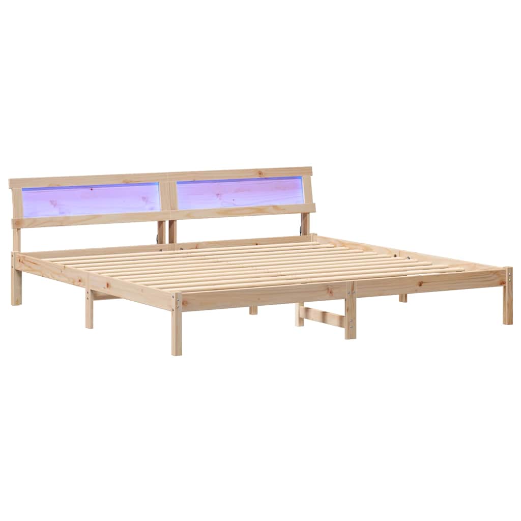 vidaXL Bed Frame with Headboard Brown 200 x 200 cm Solid pine wood