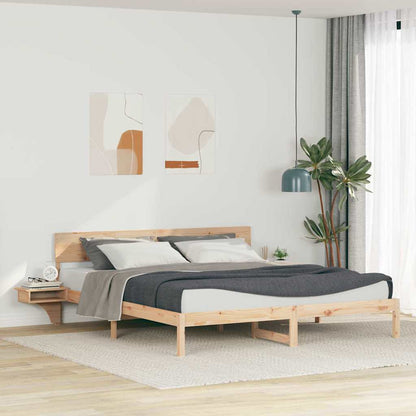 vidaXL Bed Frame with Headboard Brown 200 x 200 cm Solid Pine Wood