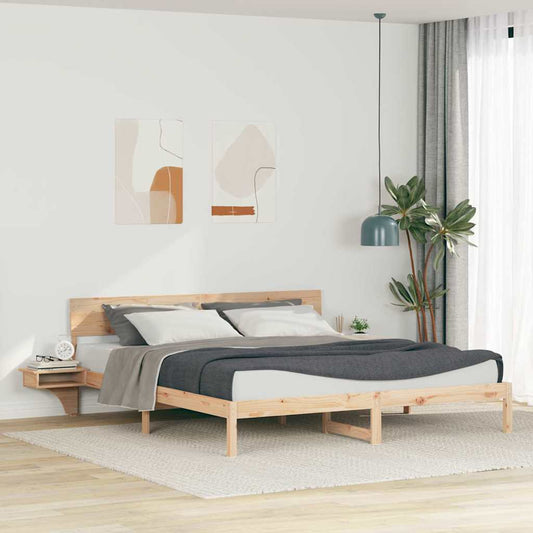 vidaXL Bed Frame with Headboard Brown 200 x 200 cm Solid Pine Wood