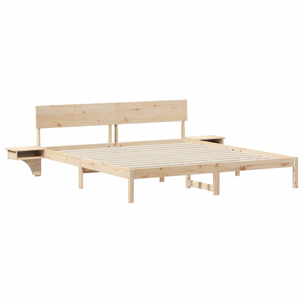vidaXL Bed Frame with Headboard Brown 200 x 200 cm Solid Pine Wood