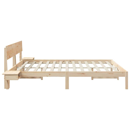 vidaXL Bed Frame with Headboard Brown 200 x 200 cm Solid Pine Wood