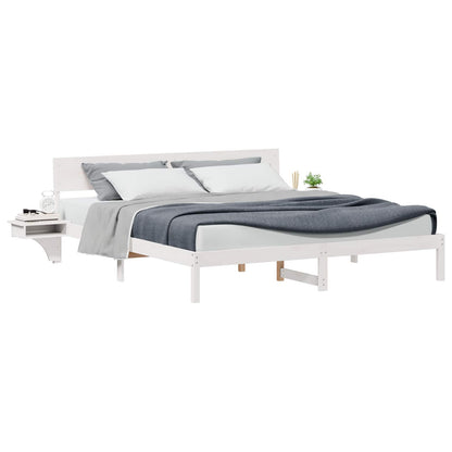vidaXL Bed Frame with Headboard White 200 x 200 cm Solid Pine Wood