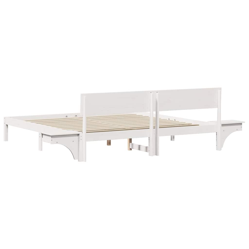 vidaXL Bed Frame with Headboard White 200 x 200 cm Solid Pine Wood