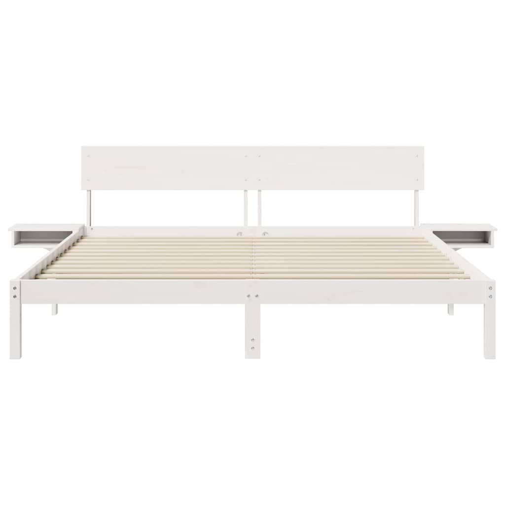 vidaXL Bed Frame with Headboard White 200 x 200 cm Solid Pine Wood