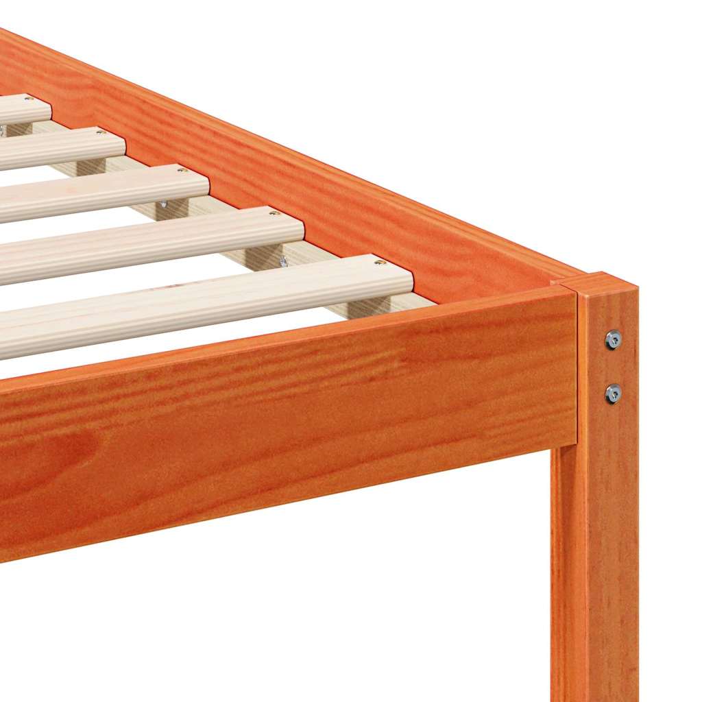 vidaXL Bed Frame with Headboard Wax Brown 200 x 200 cm Solid Pine Wood