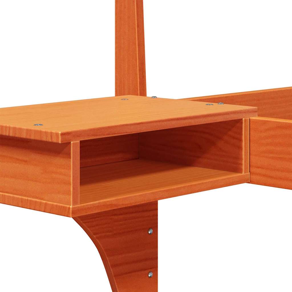 vidaXL Bed Frame with Headboard Wax Brown 200 x 200 cm Solid Pine Wood