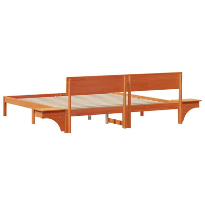 vidaXL Bed Frame with Headboard Wax Brown 200 x 200 cm Solid Pine Wood