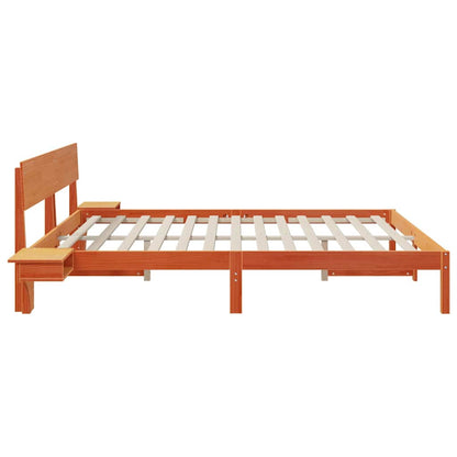 vidaXL Bed Frame with Headboard Wax Brown 200 x 200 cm Solid Pine Wood