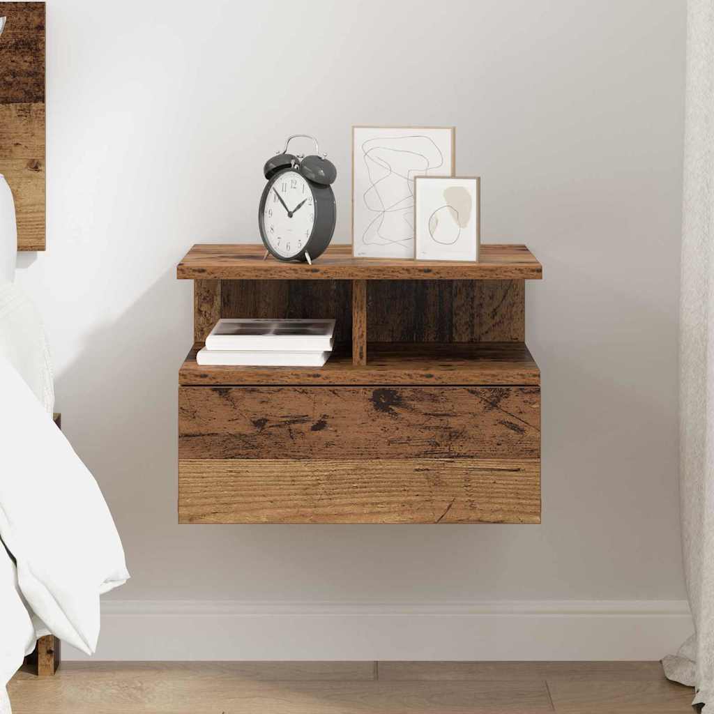 vidaXL Floating Nightstand Old Wood 40 x 31 x 28 cm Engineered Wood