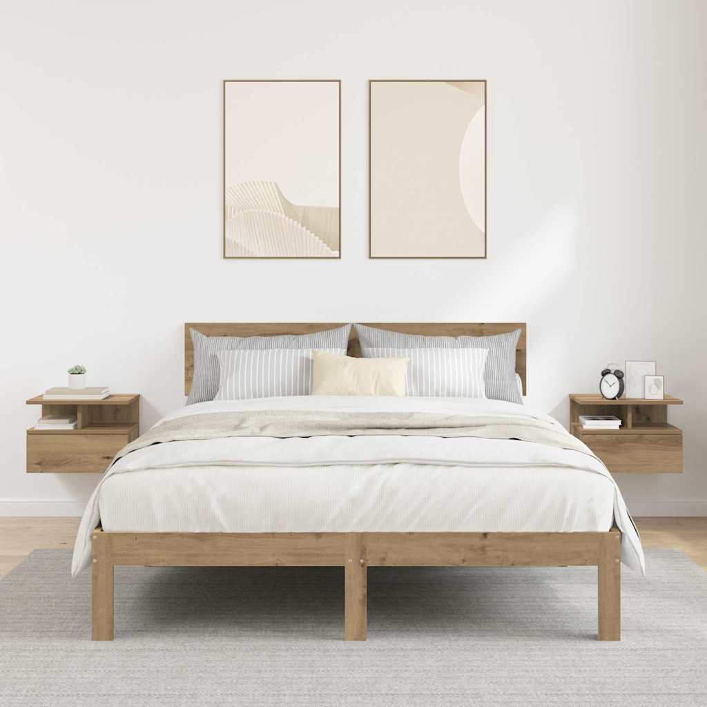 vidaXL Floating Nightstand 2 pcs Artisan Oak 40 x 31 x 28 cm