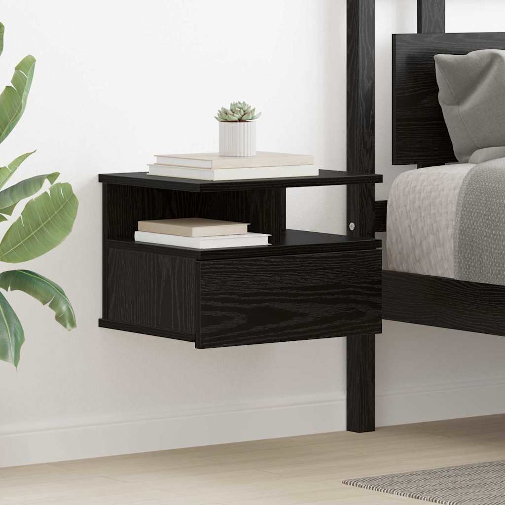 vidaXL Floating Nightstand Black Oak 40 x 31 x 28 cm Engineered Wood