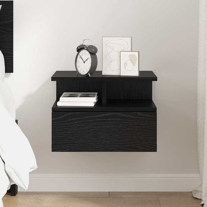 vidaXL Floating Nightstand Black Oak 40 x 31 x 28 cm Engineered Wood