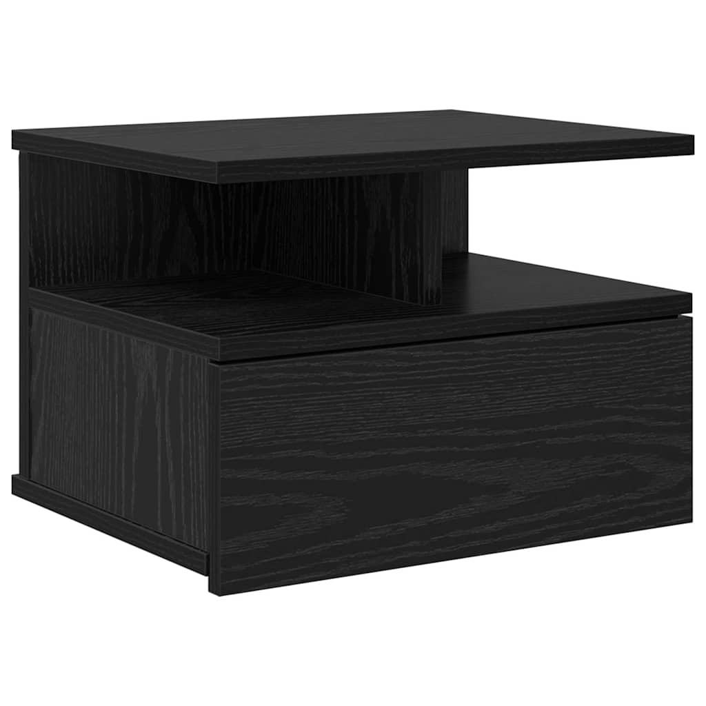 vidaXL Floating Nightstand Black Oak 40 x 31 x 28 cm Engineered Wood