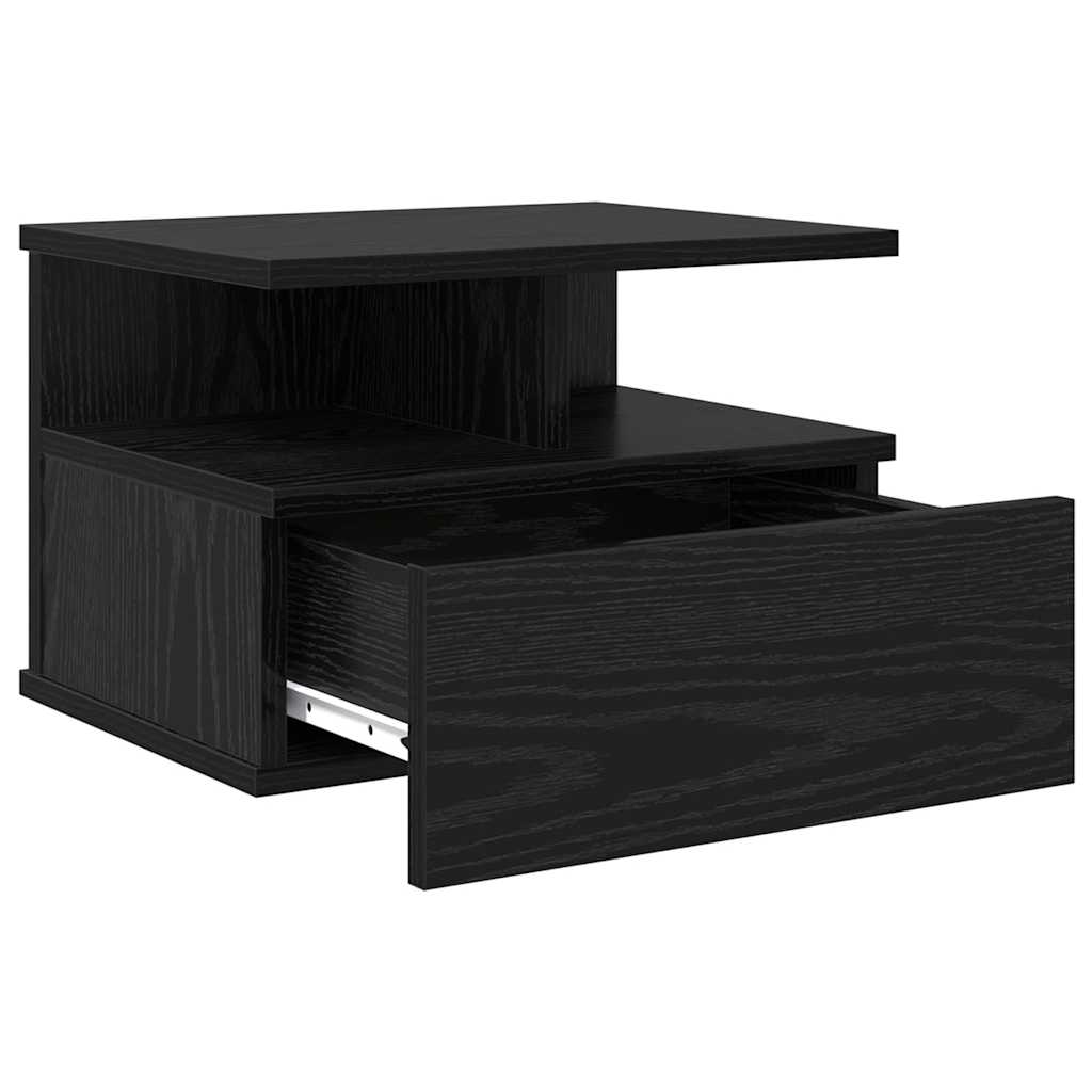 vidaXL Floating Nightstand Black Oak 40 x 31 x 28 cm Engineered Wood