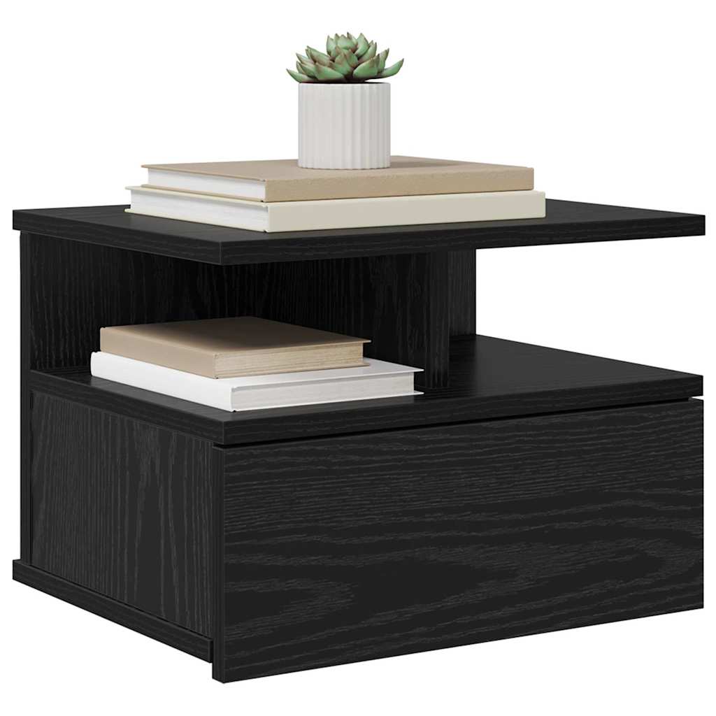 vidaXL Floating Nightstand Black Oak 40 x 31 x 28 cm Engineered Wood