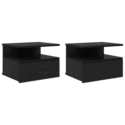 vidaXL Floating Nightstand 2 pcs Black Oak 40 x 31 x 28 cm