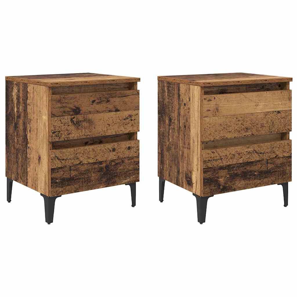 vidaXL Bedside Cabinet 2 pcs Old Wood 40 x 35 x 50 cm Engineered Wood