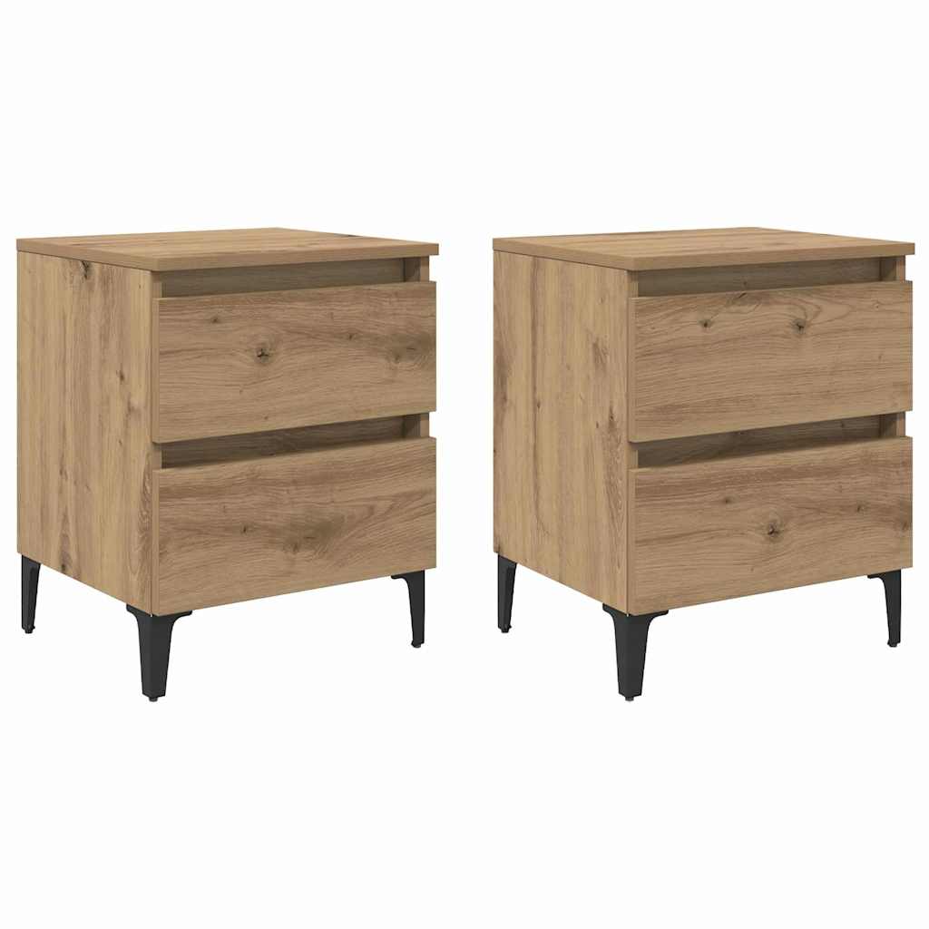 vidaXL Bedside Cabinet 2 pcs Artisan Oak 40 x 35 x 50 cm