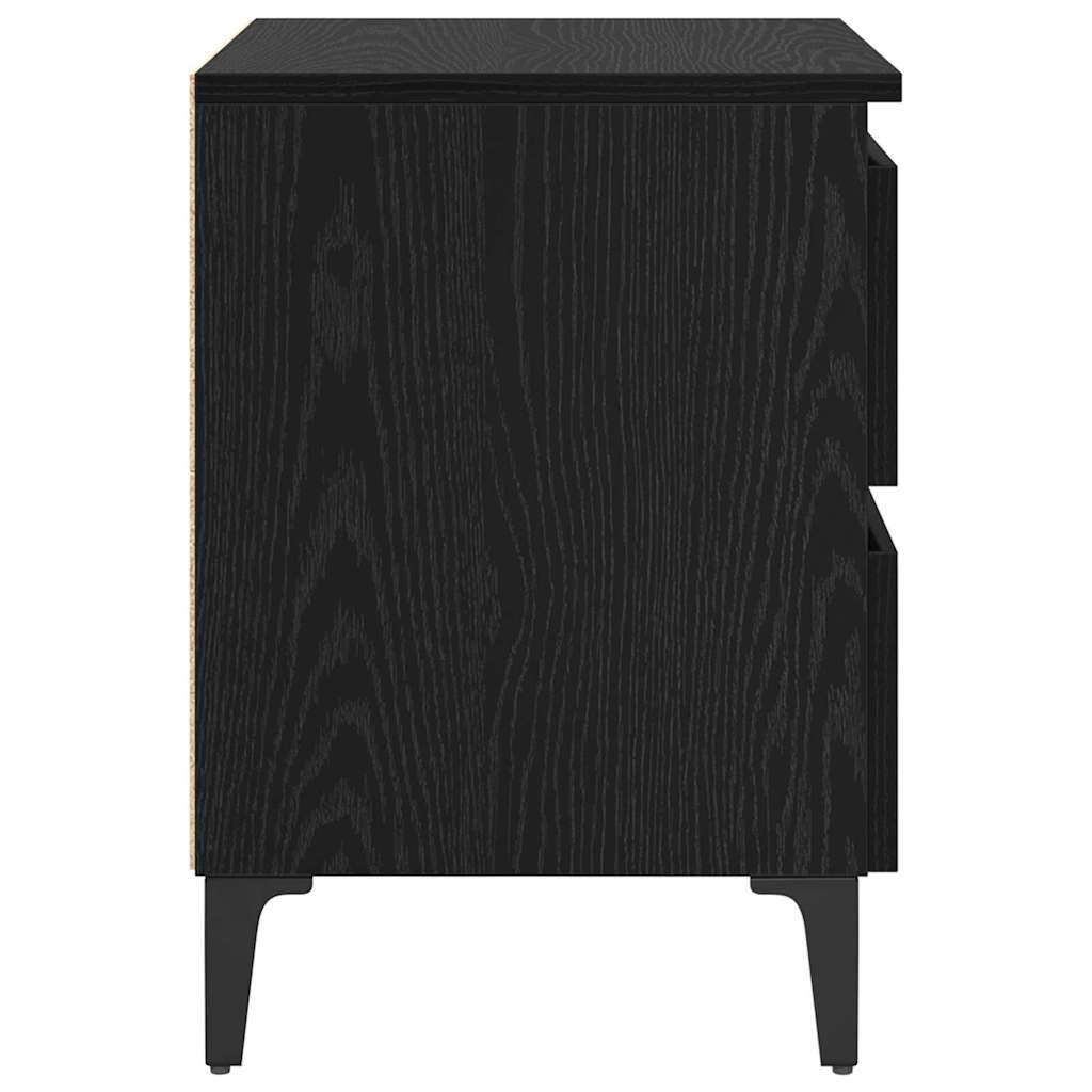 vidaXL Bedside Cabinet Black Oak 40 x 35 x 50 cm Engineered Wood