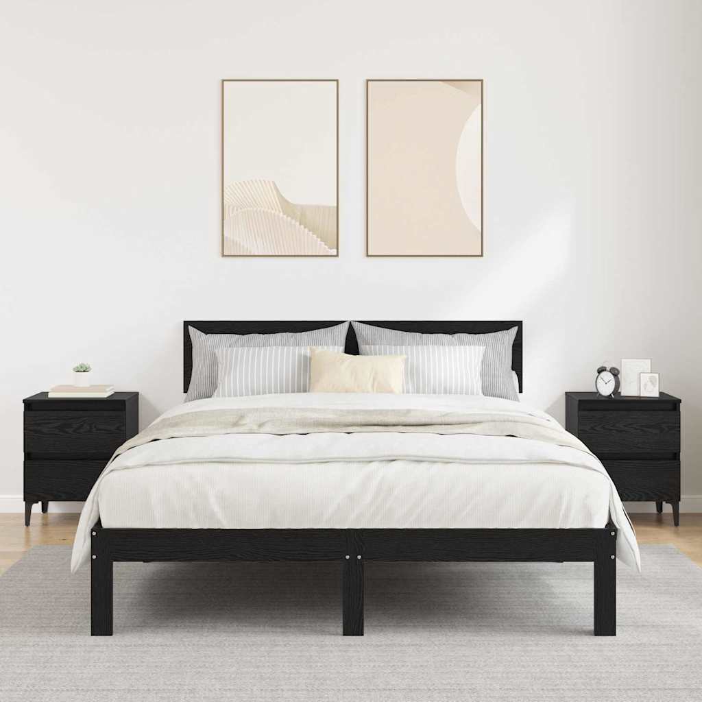 vidaXL Bedside Cabinet 2 pcs Black Oak 40 x 35 x 50 cm Engineered Wood