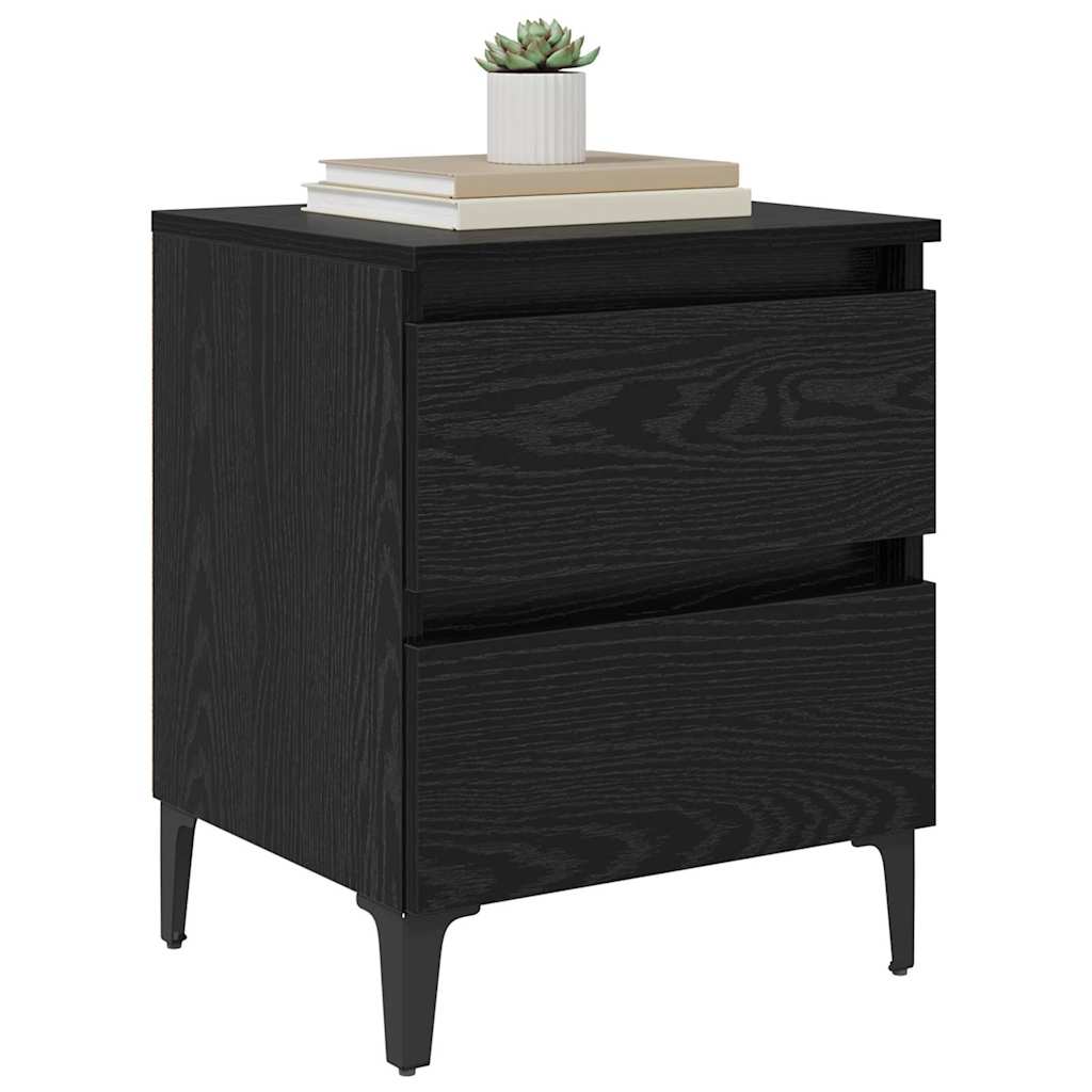 vidaXL Bedside Cabinet 2 pcs Black Oak 40 x 35 x 50 cm Engineered Wood