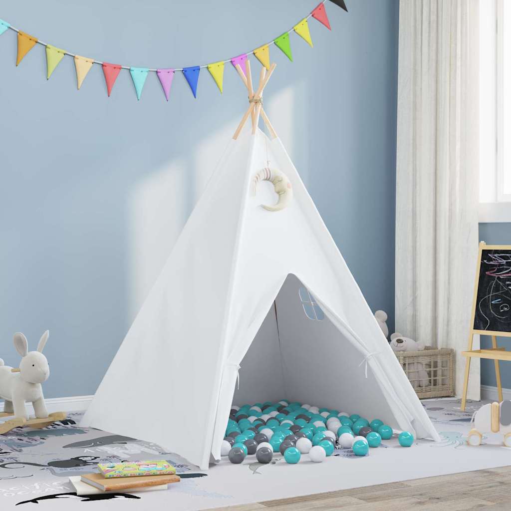 vidaXL Teepee Tent White 120 x 120 x 150 cm Fabric and Plastic