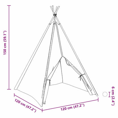 vidaXL Teepee Tent White 120 x 120 x 150 cm Fabric and Plastic