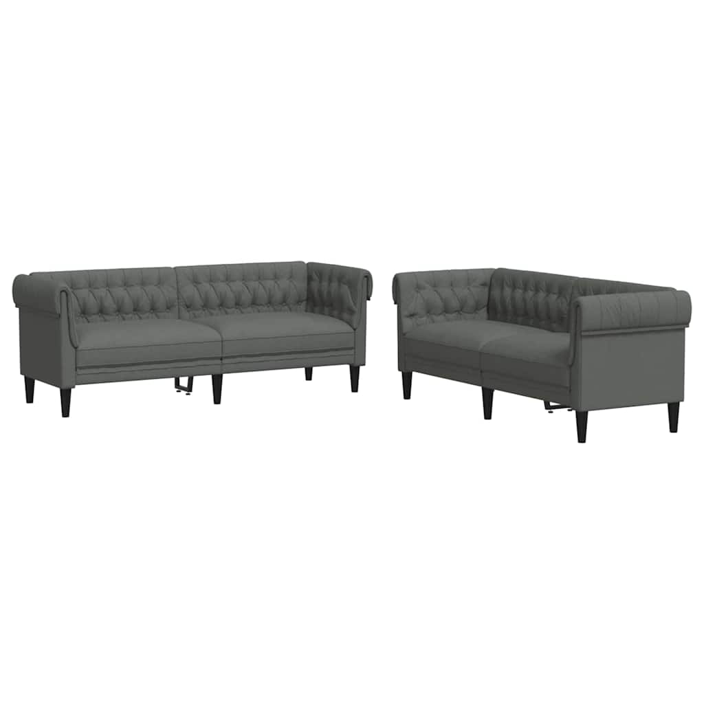 vidaXL Sofa Set Dark grey Fabric