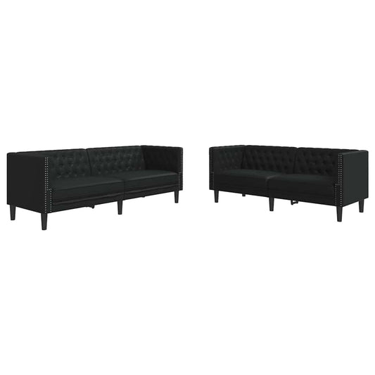 vidaXL Living Room Couch 2 pcs Black Faux Leather