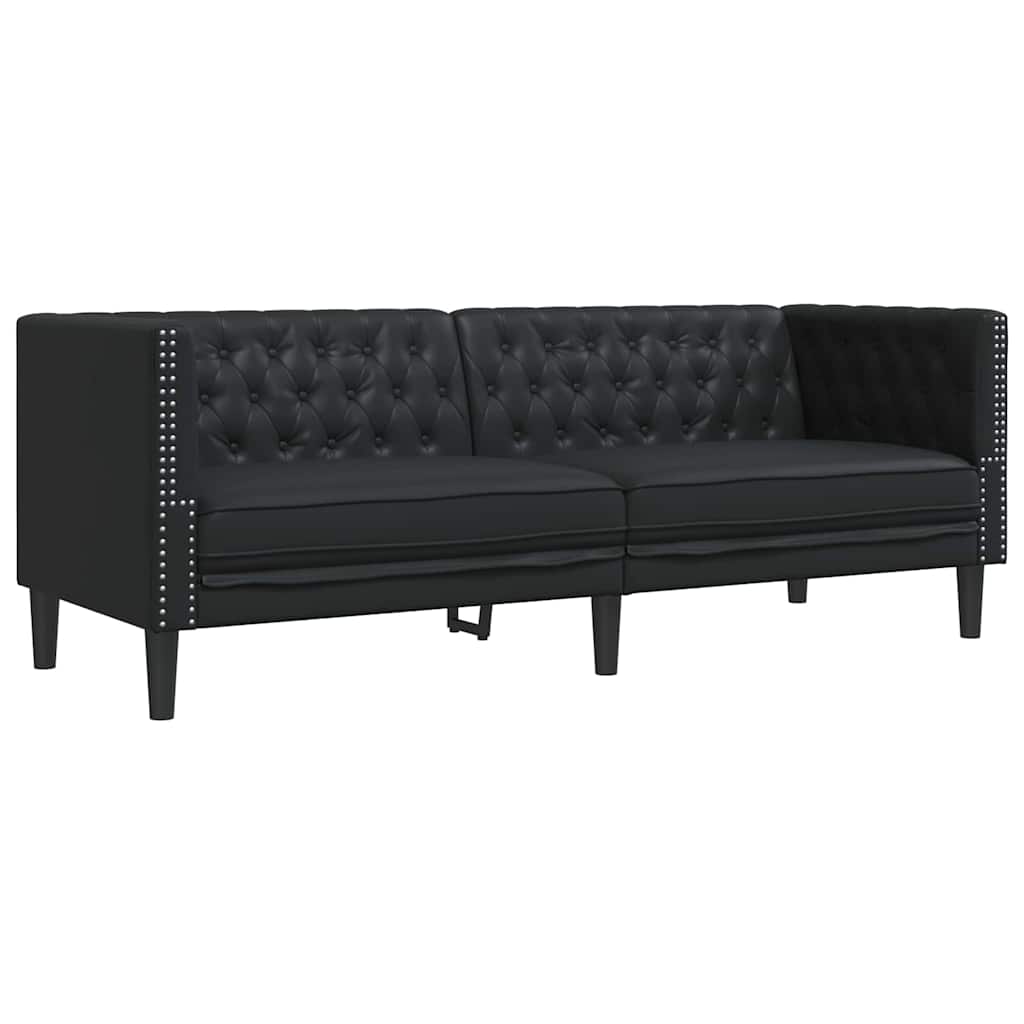 vidaXL Living Room Couch 3 pcs Black Faux Leather