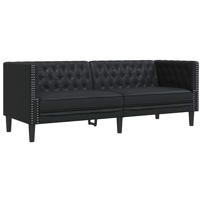 vidaXL Living Room Couch 3 pcs Black Faux Leather
