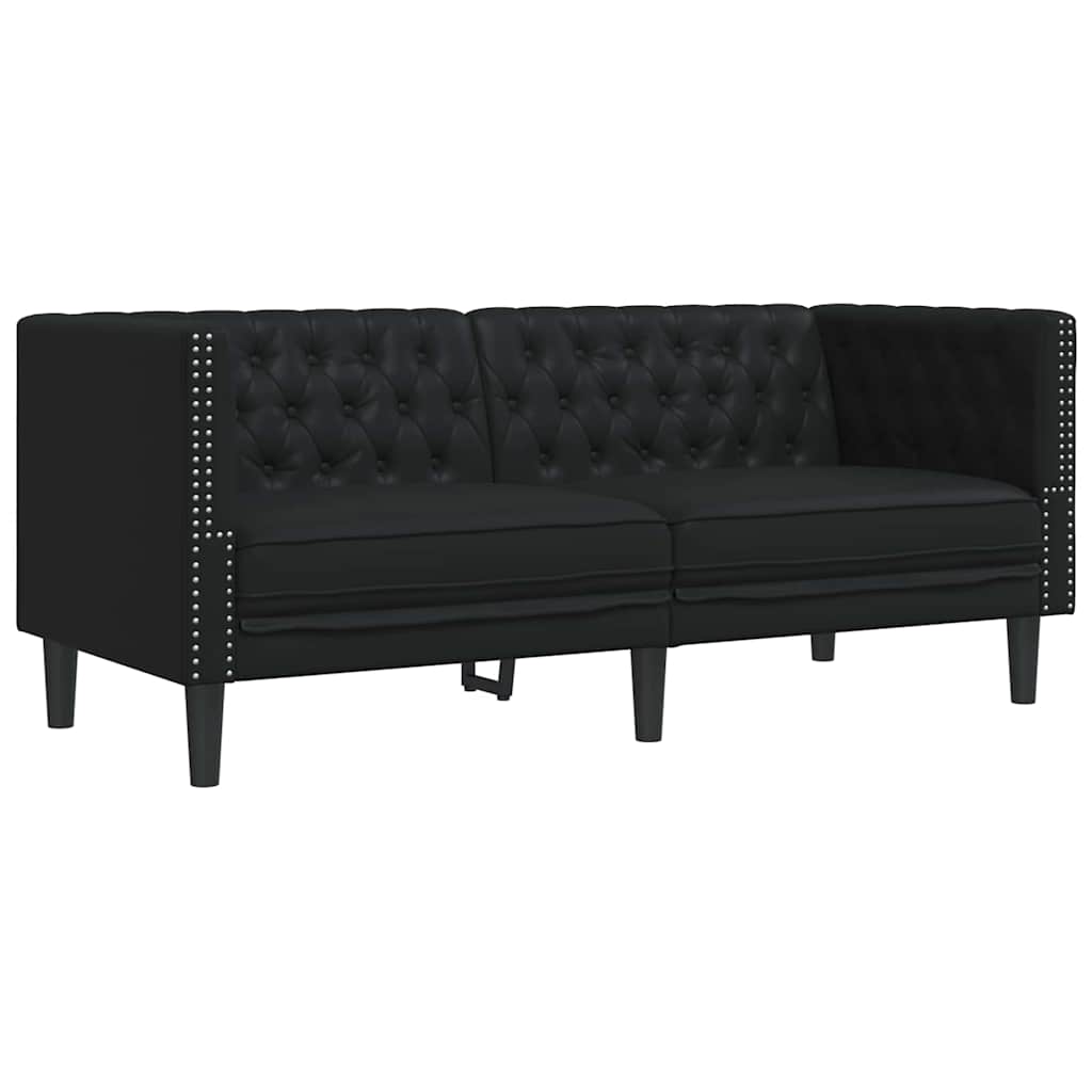vidaXL Living Room Couch 3 pcs Black Faux Leather