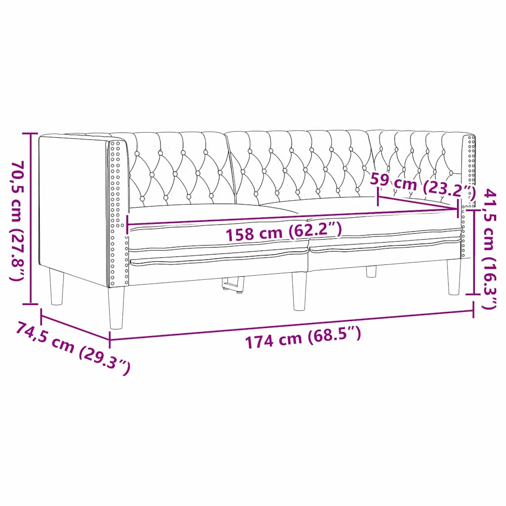 vidaXL Living Room Couch 3 pcs Black Faux Leather