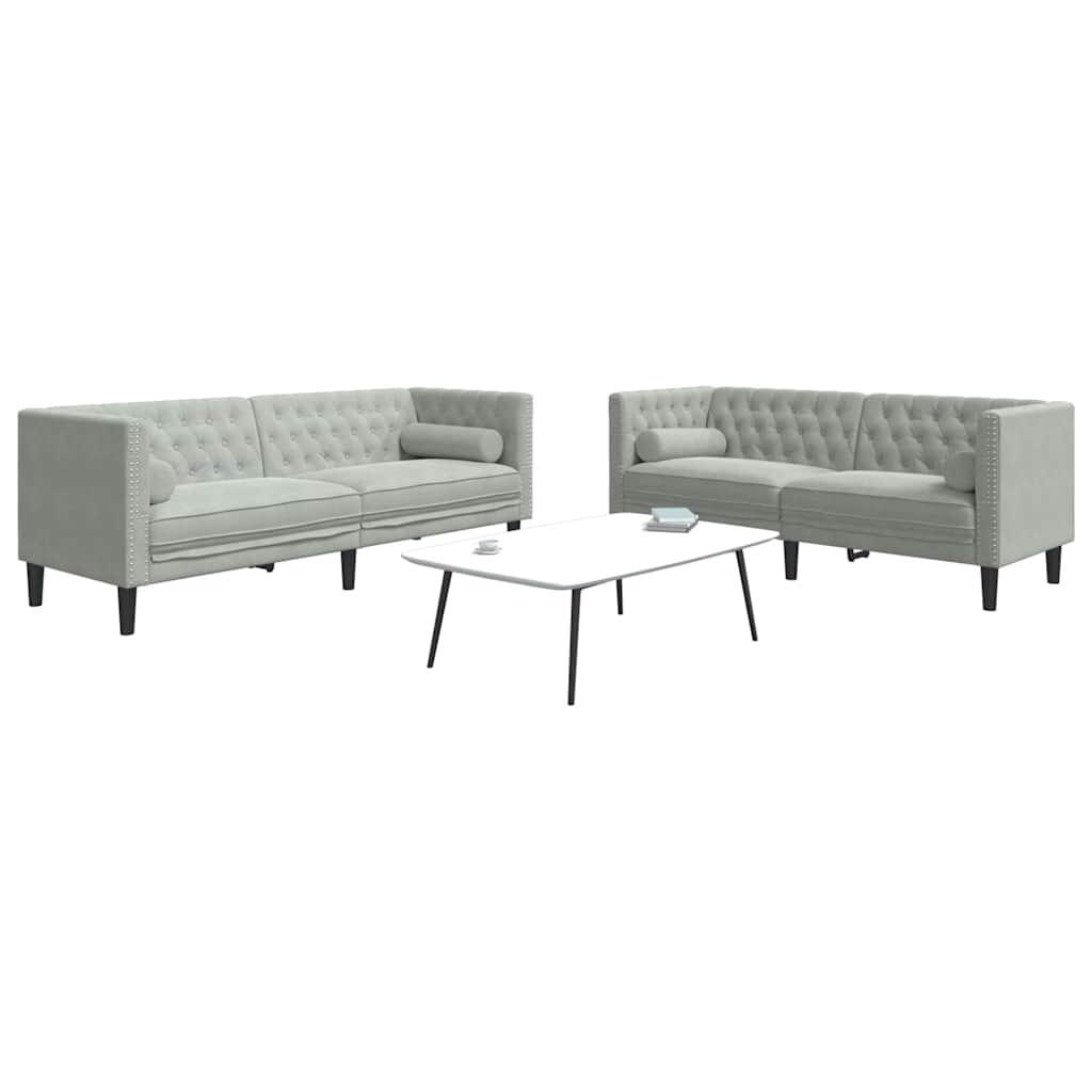 vidaXL Sofa Set Light grey Velvet