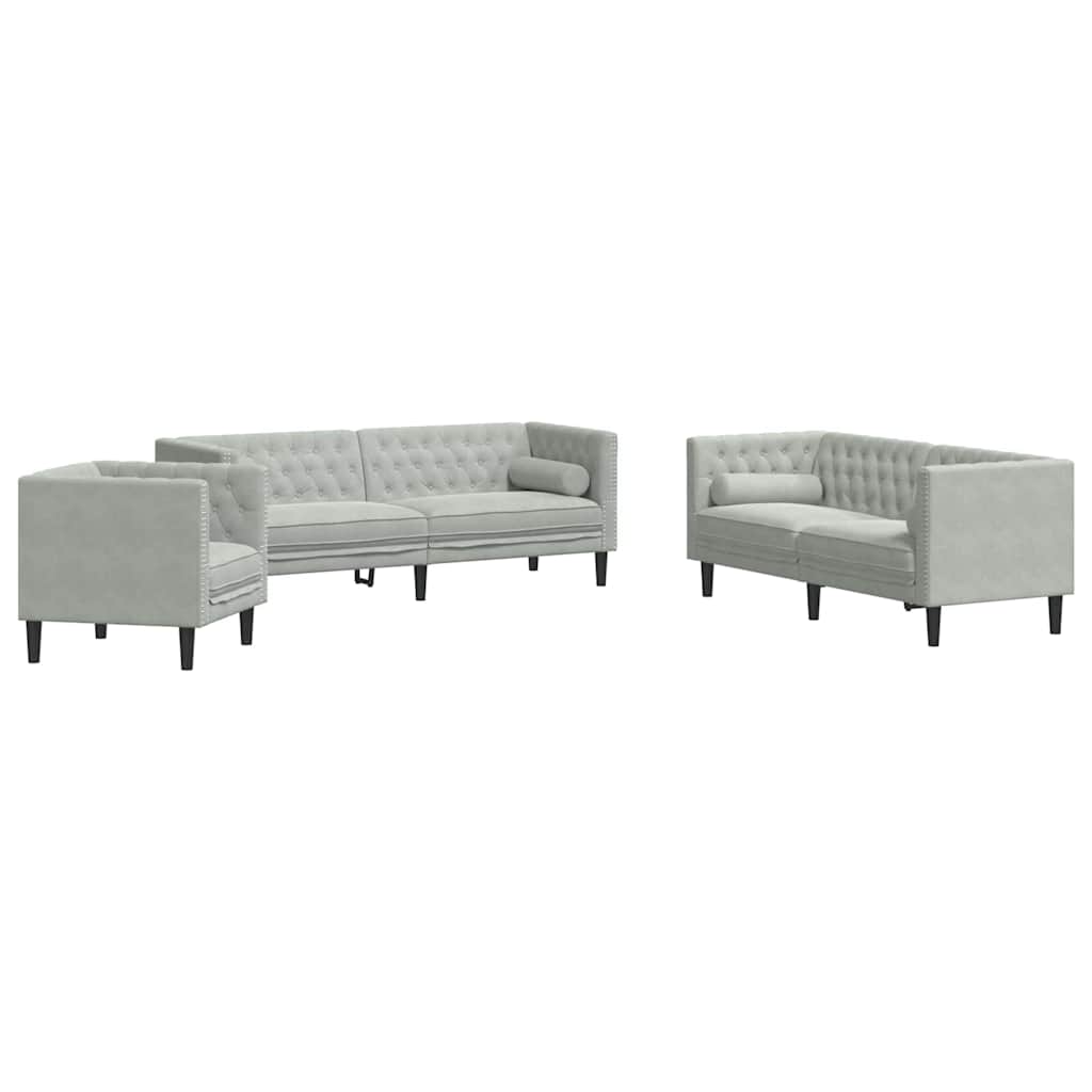 vidaXL Sofa Set Light grey Velvet