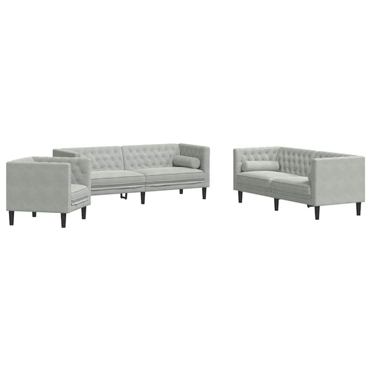 vidaXL Sofa Set Light grey Velvet