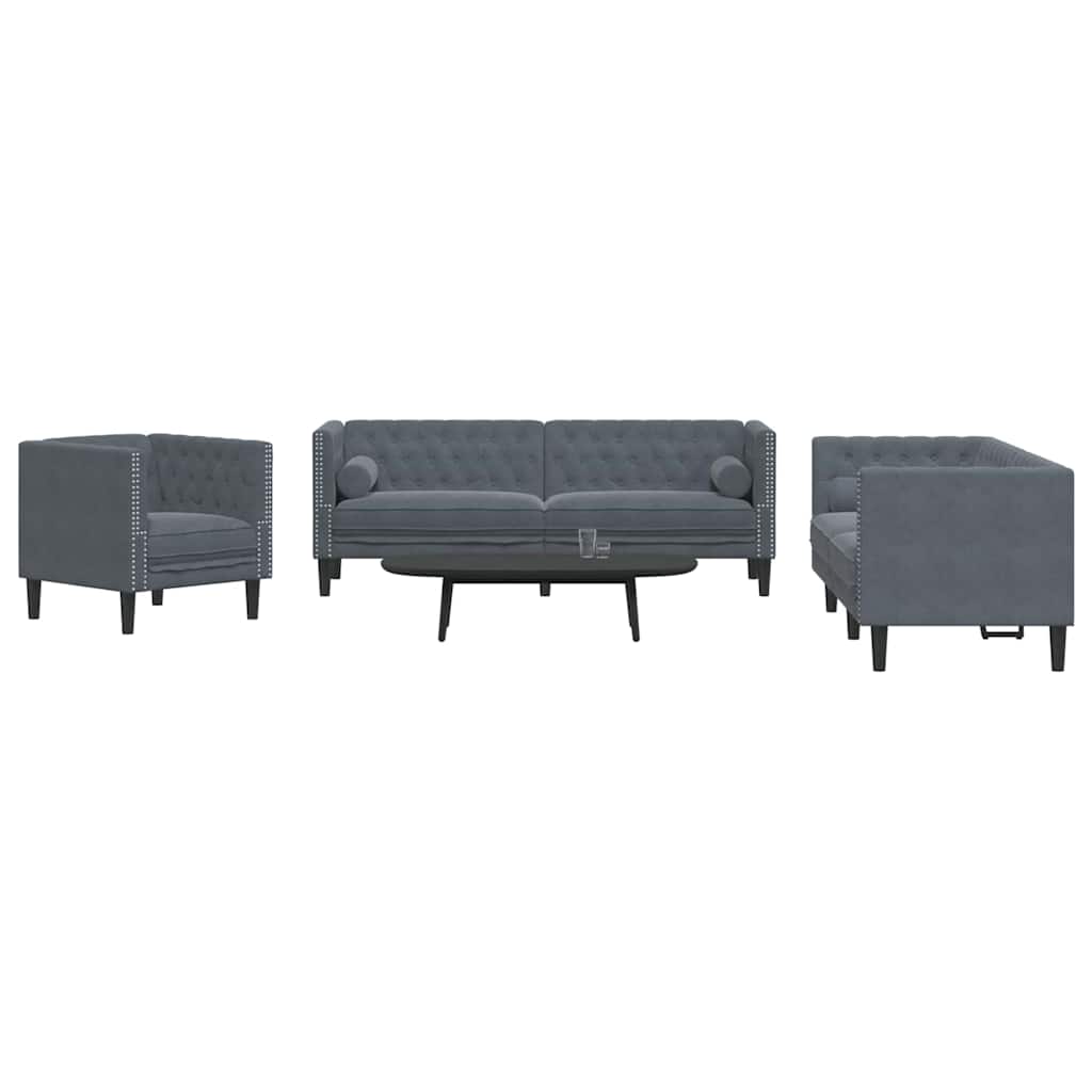 vidaXL Sofa Set Dark grey Velvet
