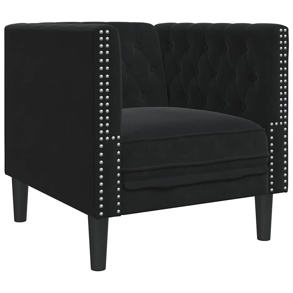 vidaXL Living Room Couch 3 pcs Black 194 x 74.5 x 70.5 cm Velvet