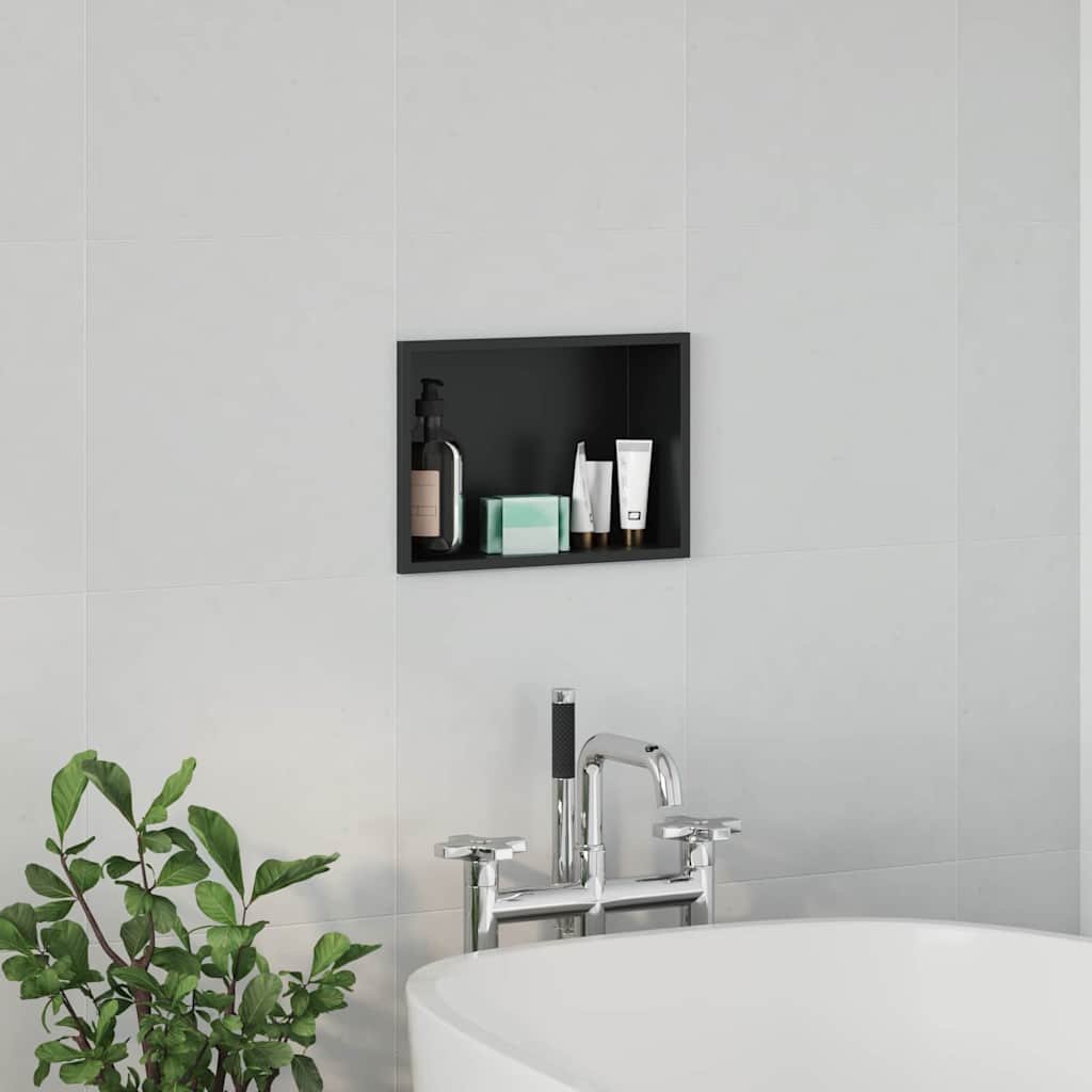 vidaXL Shower Niche Black 30 x 20 x 9.5 cm Stainless Steel