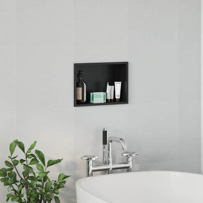 vidaXL Shower Niche Black 30 x 20 x 9.5 cm Stainless Steel