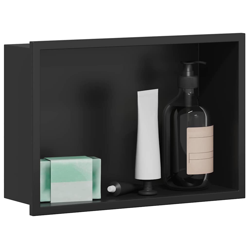 vidaXL Shower Niche Black 30 x 20 x 9.5 cm Stainless Steel