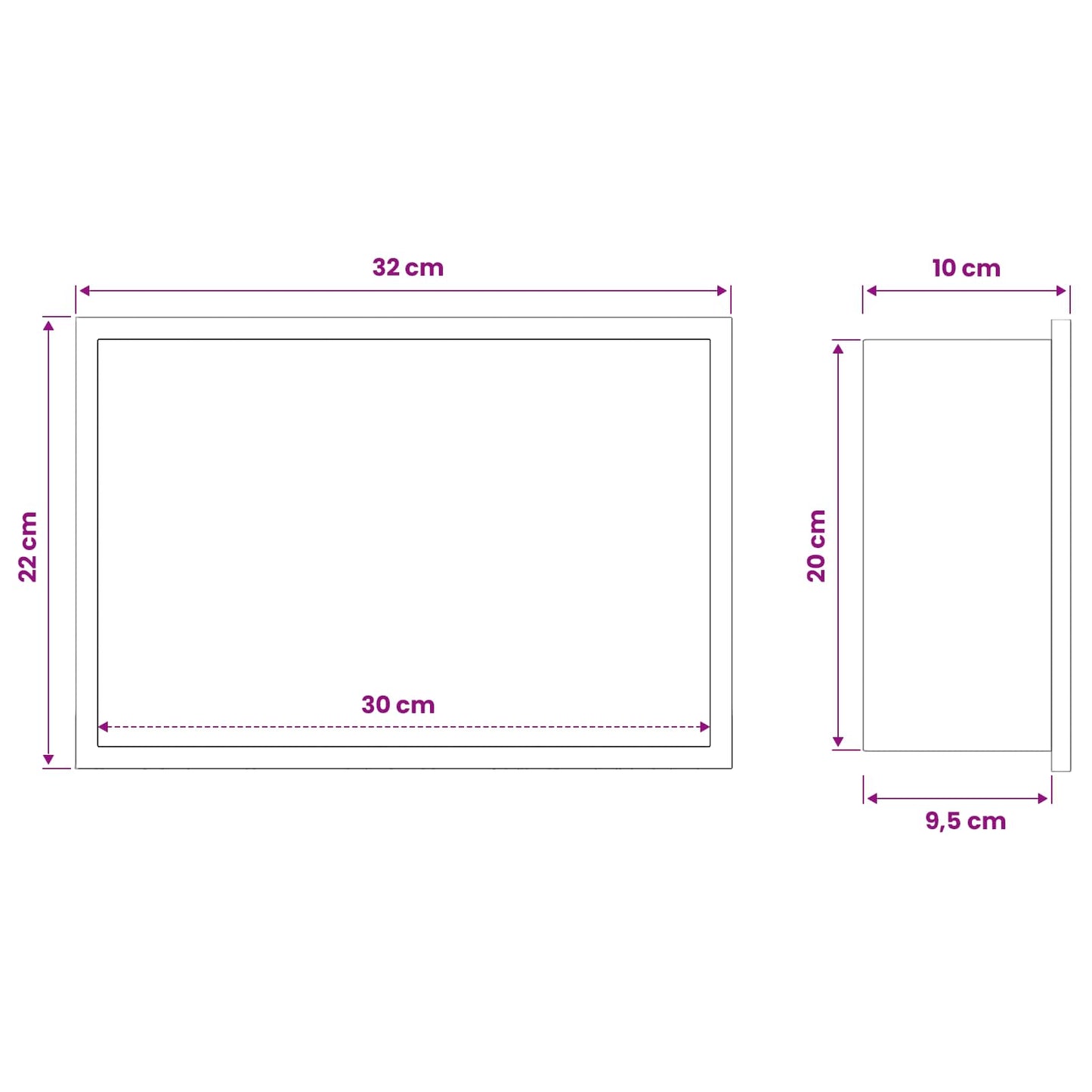 vidaXL Shower Niche White 30 x 20 x 9.5 cm Stainless Steel