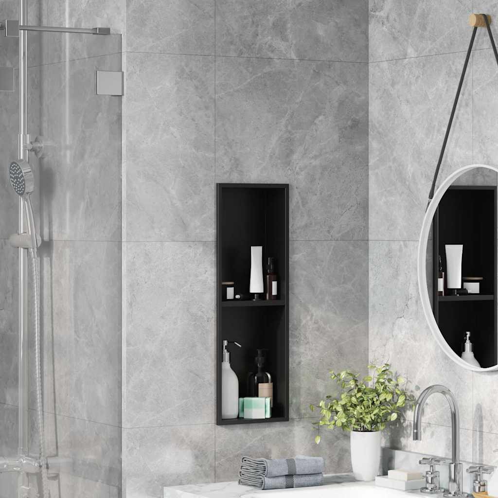 vidaXL Shower Niche Black 60 x 20 x 9.5 cm Stainless Steel
