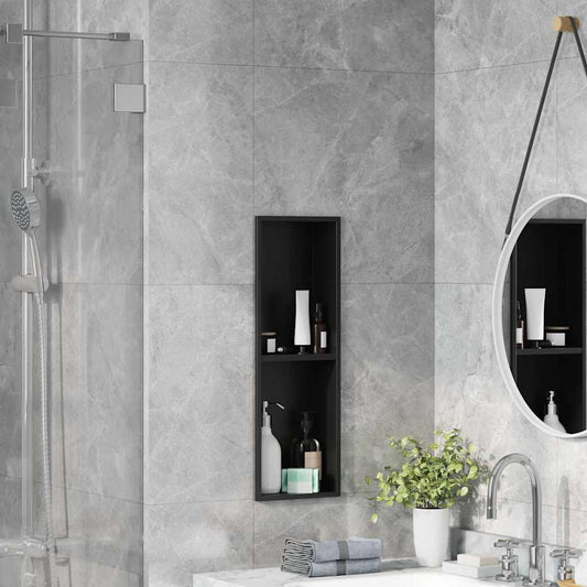 vidaXL Shower Niche Black 60 x 20 x 9.5 cm Stainless Steel