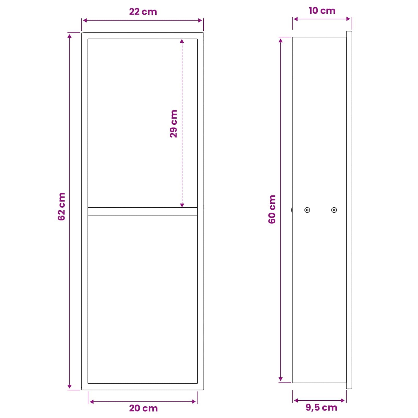 vidaXL Shower Niche Silver 60 x 20 x 9.5 cm Stainless Steel