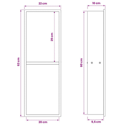 vidaXL Shower Niche Silver 60 x 20 x 9.5 cm Stainless Steel