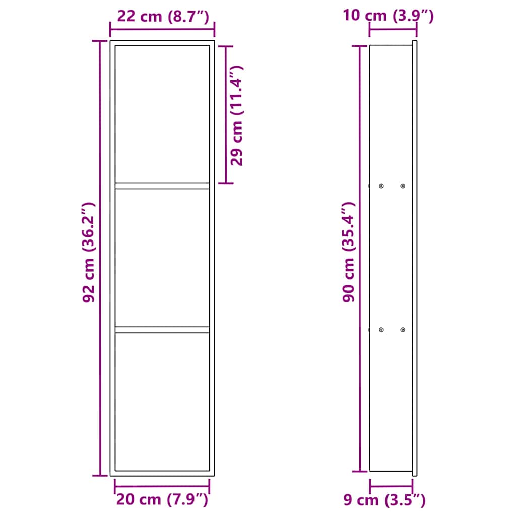 vidaXL Shower Niche Black 90 x 20 x 9.5 cm Stainless Steel