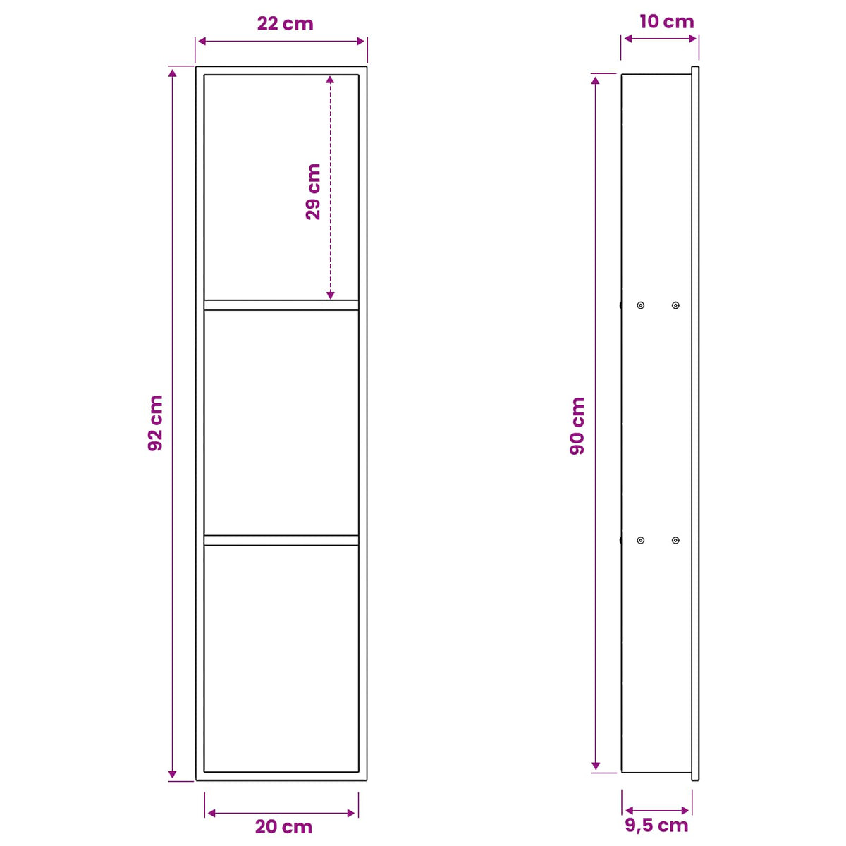 vidaXL Shower Niche White 90 x 20 x 9.5 cm Stainless Steel