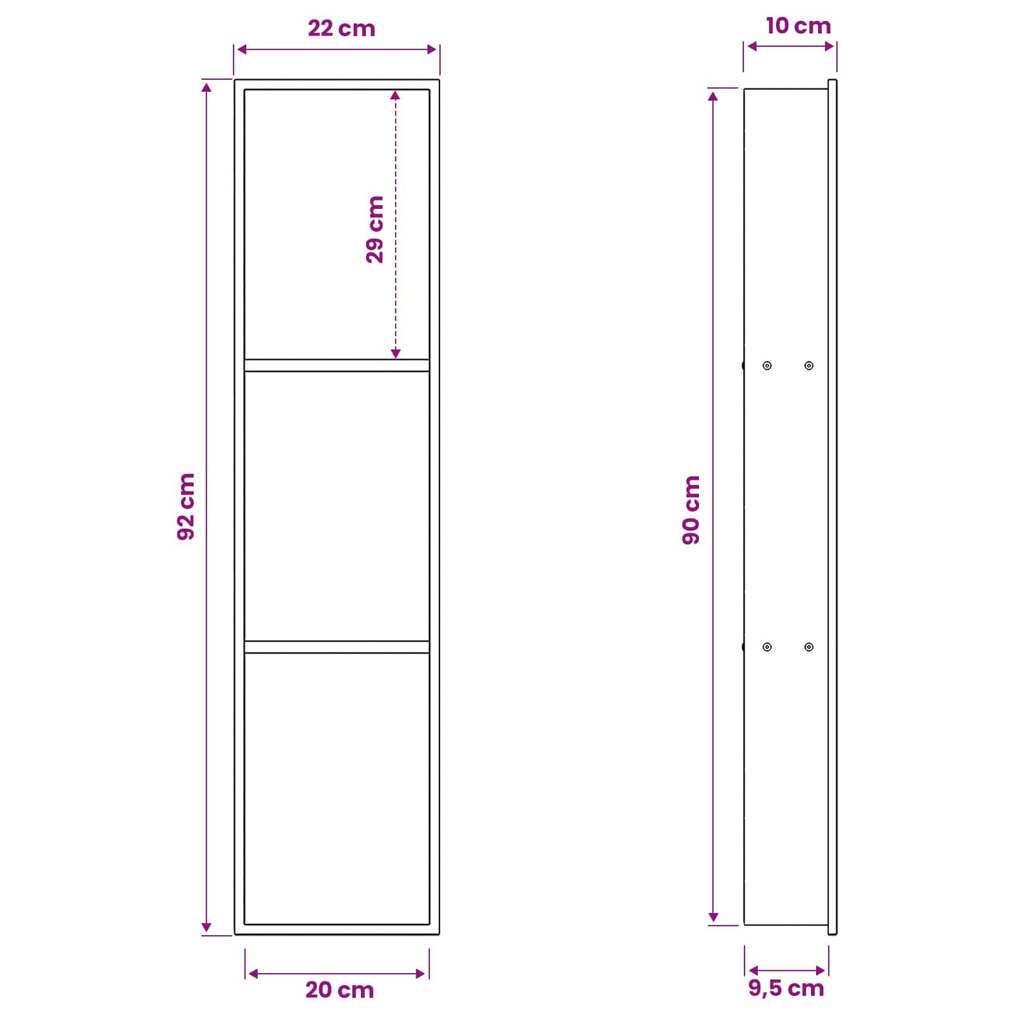 vidaXL Shower Niche Silver 90 x 20 x 9.5 cm Stainless Steel